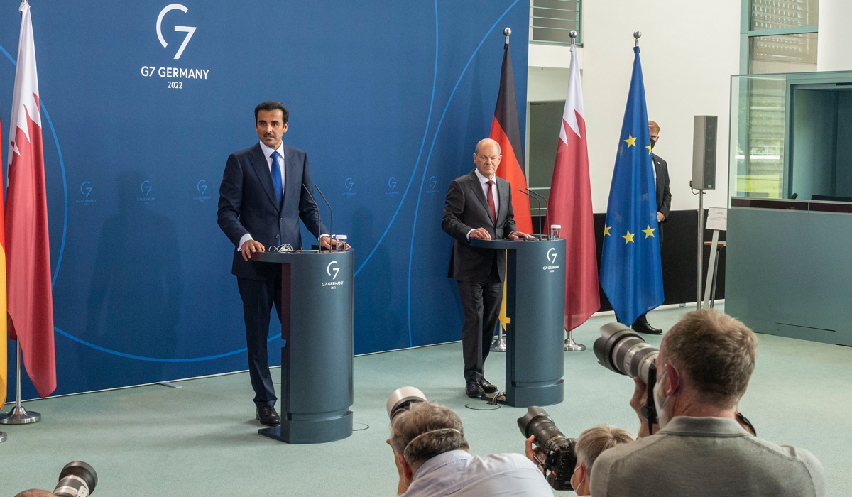 Amir of Qatar HH Sheikh Tamim bin Hamad al-Thani and German Chancellor Olaf Scholz